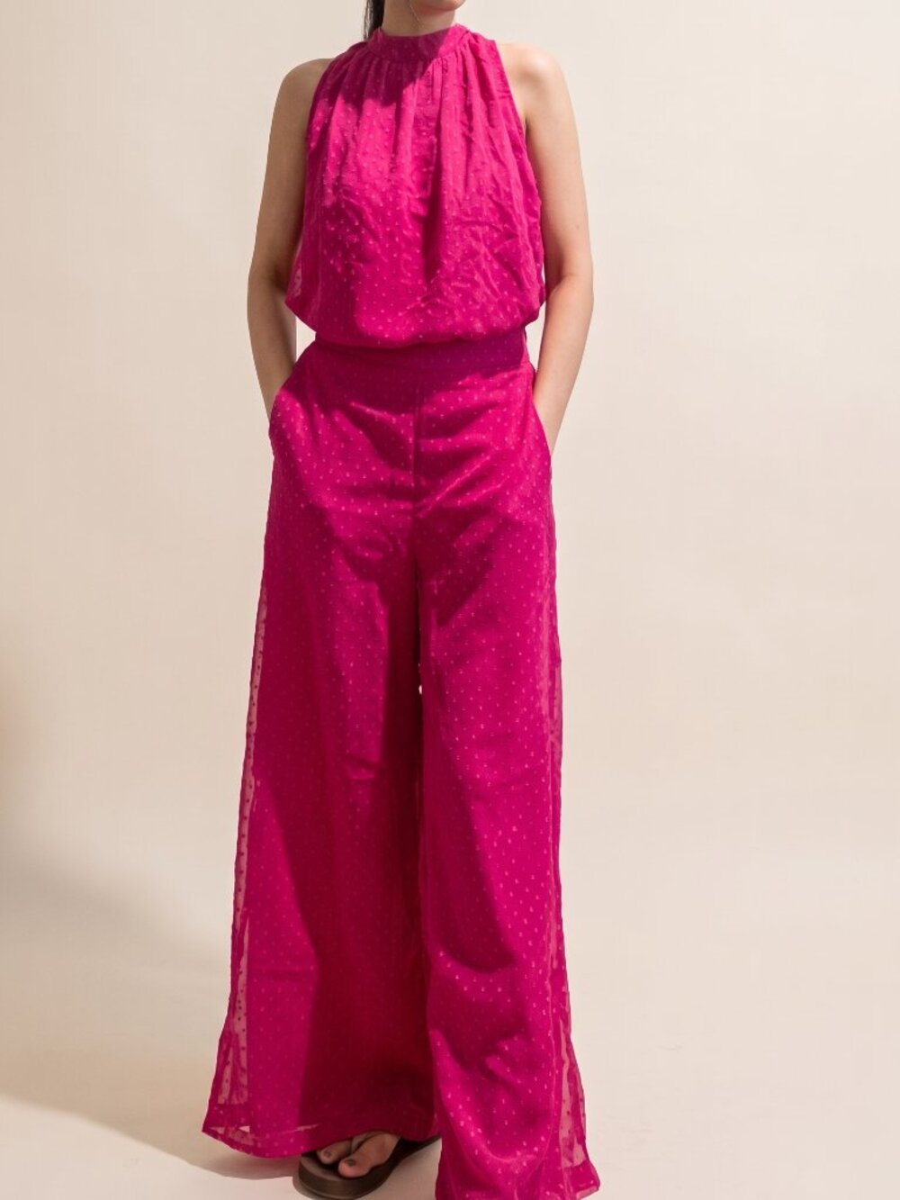 About You Women’s S Hot Pink Co-ord Set Wide Leg Pants Sleeveless Top